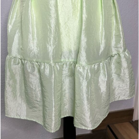 New! Topshop Flare Teared Mini Light Lime Green Girls Skirt Sz 12 - Picture 5 of 9